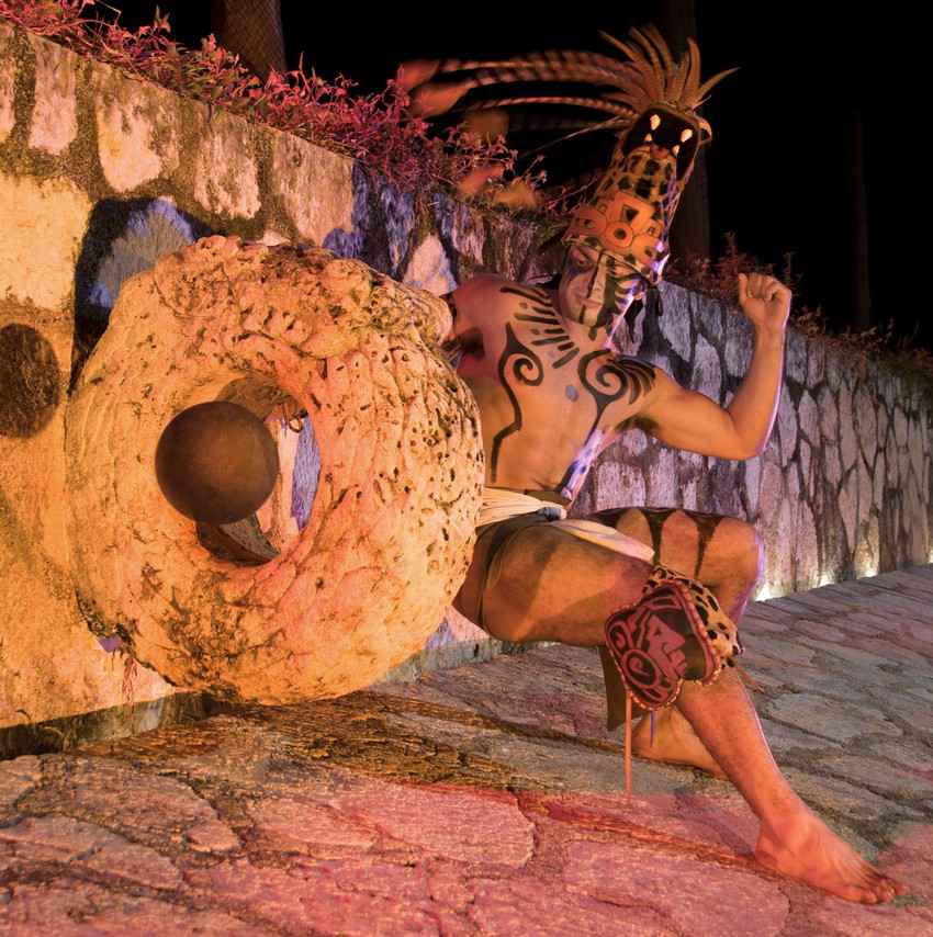 A reenactment of an ancient Mayan ballgame.