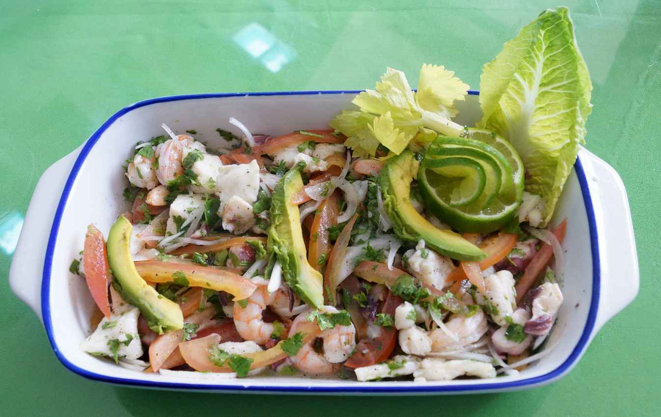 A shrimp salad served at a restaurant in Playa Del Carmen.