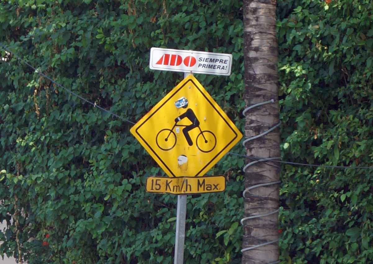 A bicycle crossing sign seen near Playa Del Carmen.