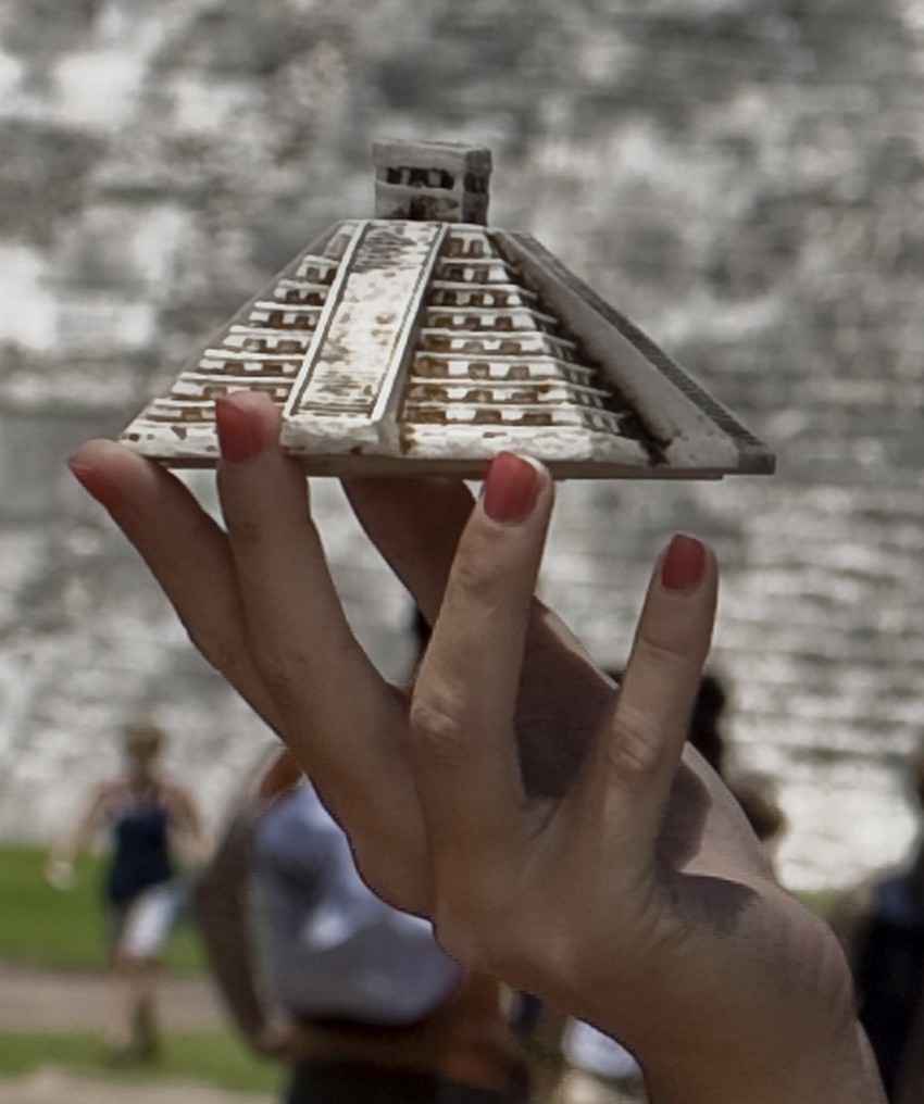 A miniature pyramid souvenir.