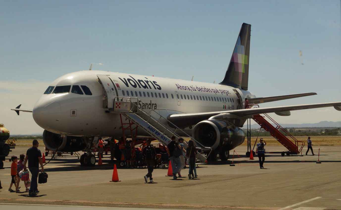 A midsized jet at a Mexican airport.