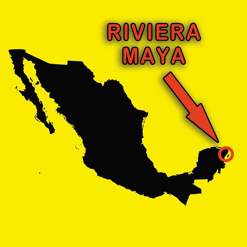 A map showing the location of the Riviera Maya.