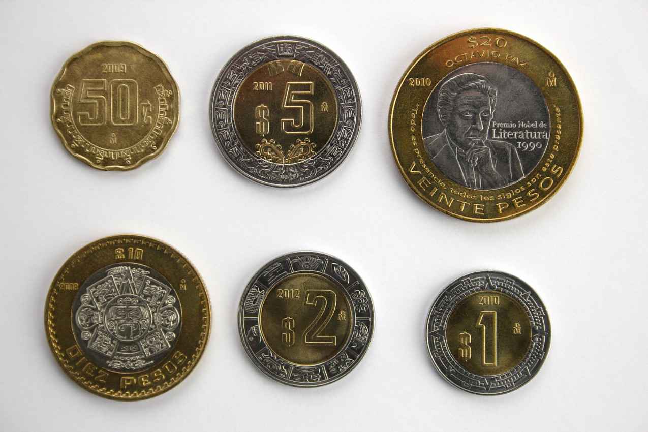 Several Mexican coins.