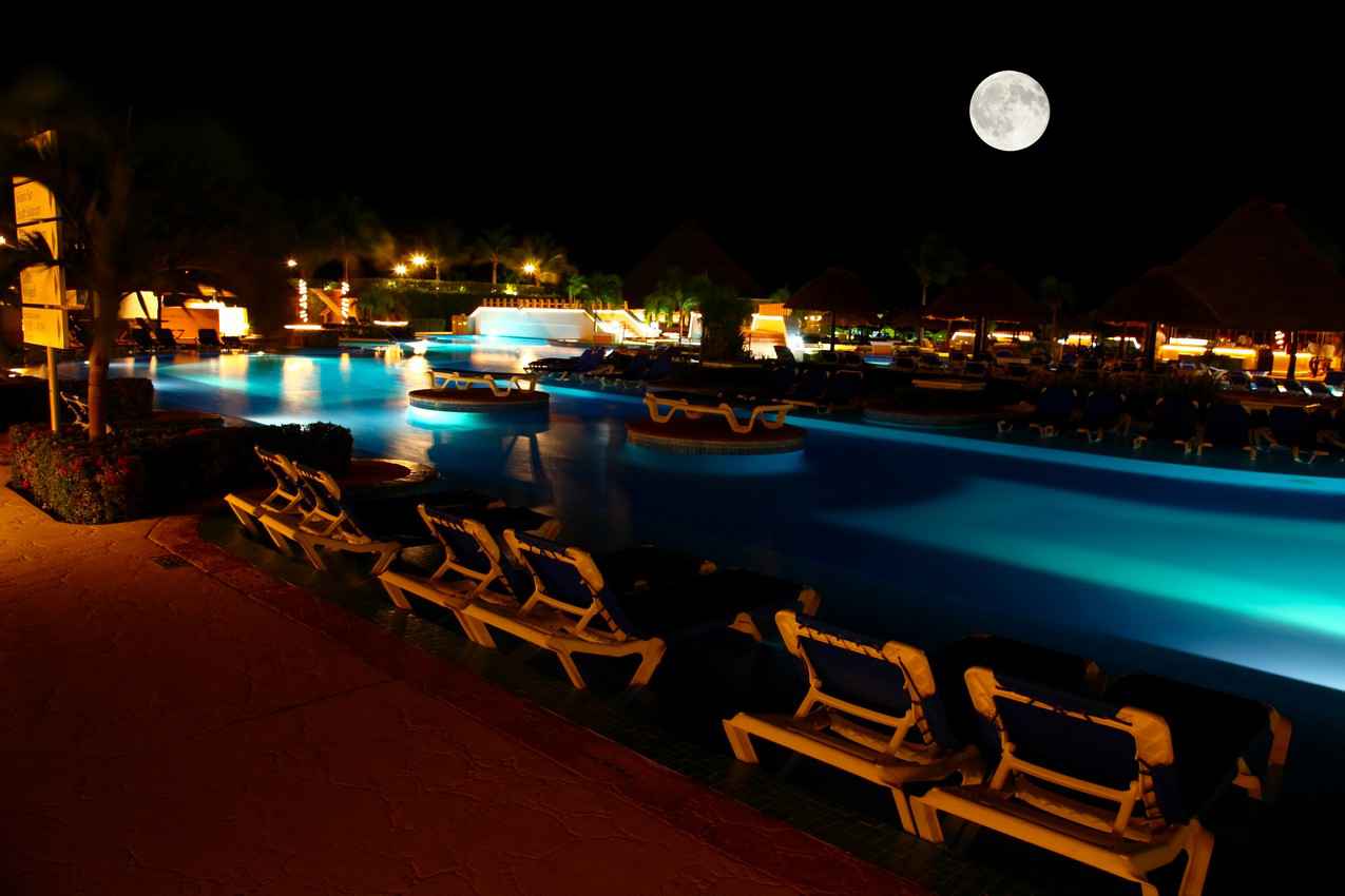 An amazing moonlit night at a local resort.