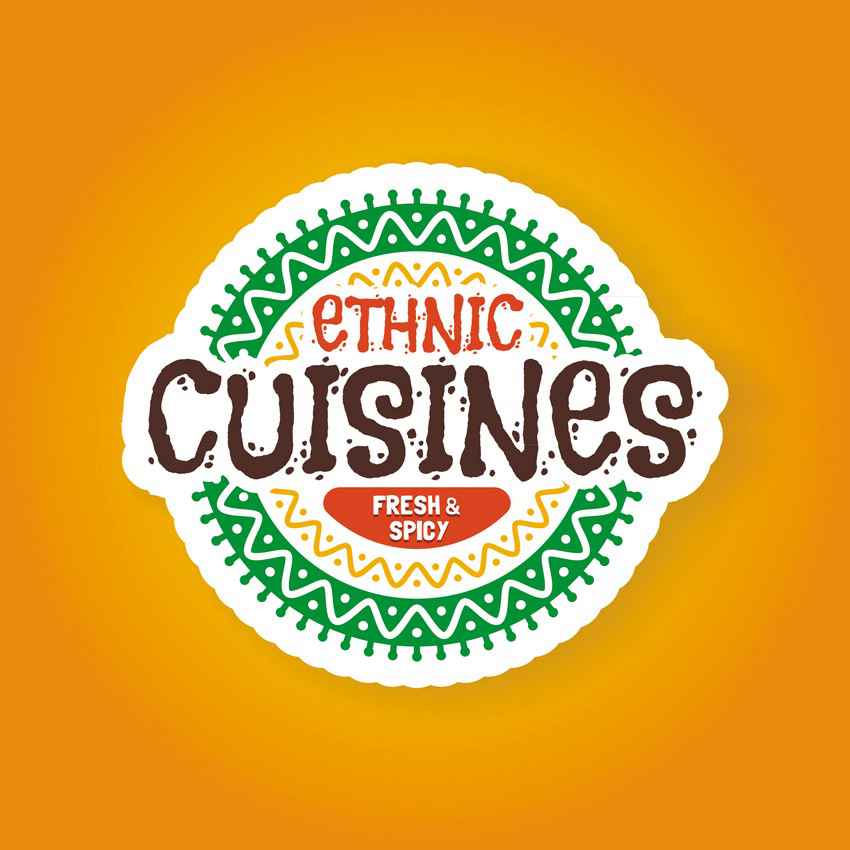 A graphic that reads fresh and spicy ethnic cuisines.