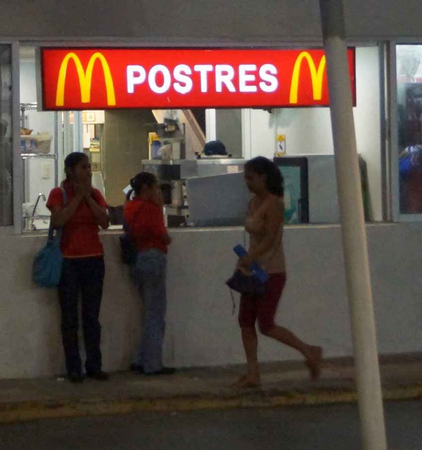 The McDonald's in Playa Del Carmen with a walk-up outdoor service counter.