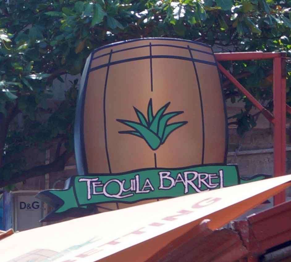 The Tequila Barrel sign outside the bar on Fifth Avenue.