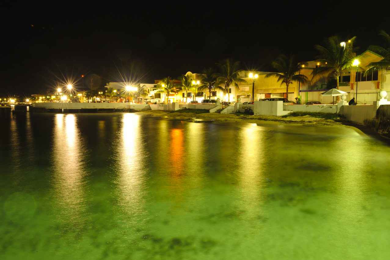 The Cozumel coast at night.