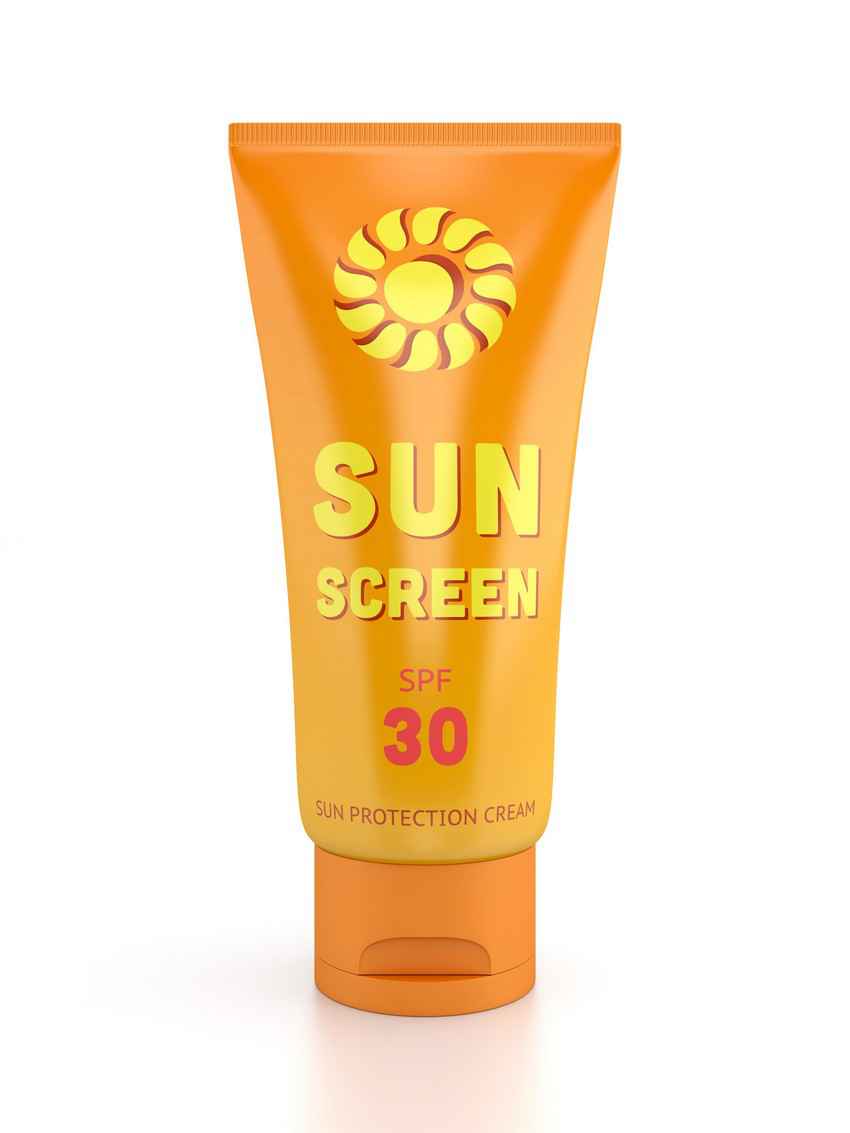 A bottle of SPF 30 biodegradable sunscreen.