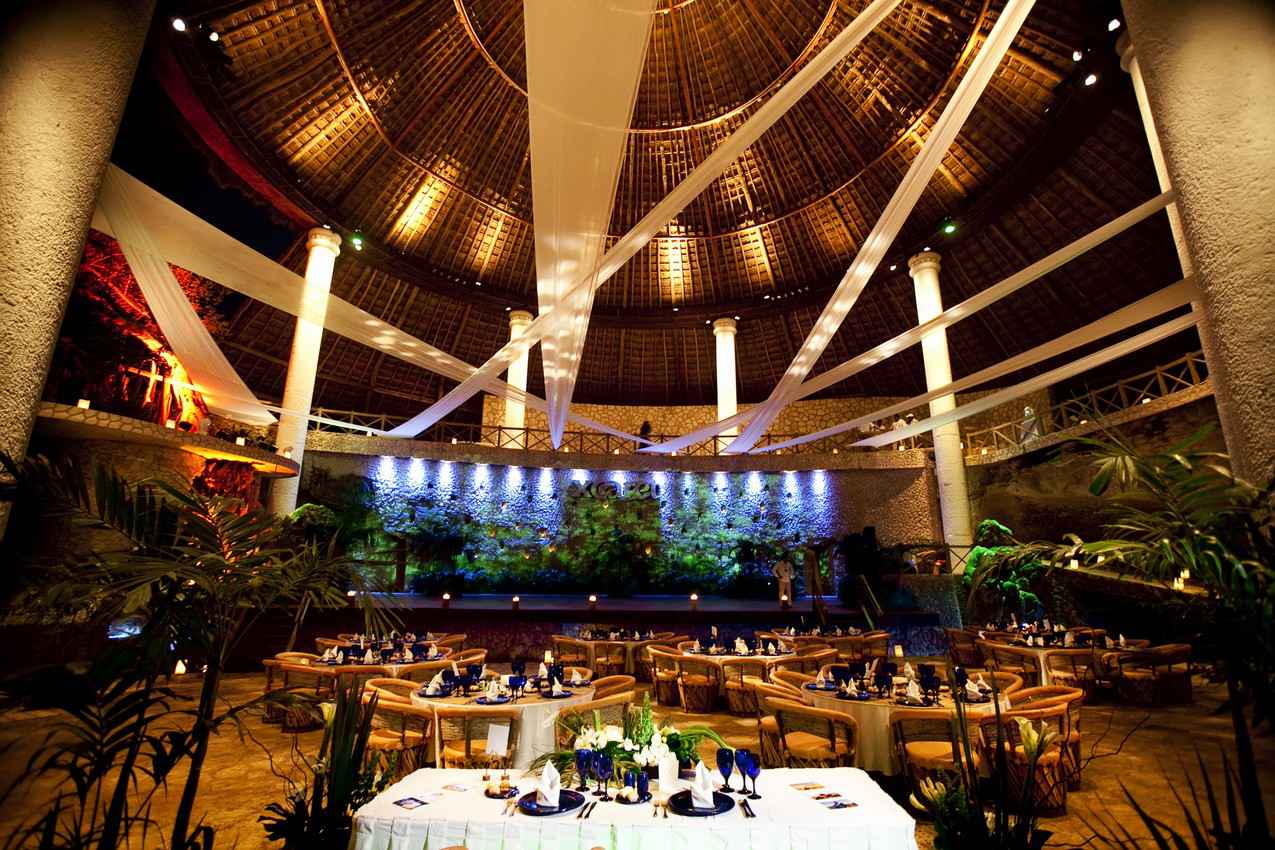 A wedding reception hall at Xcaret themepark.