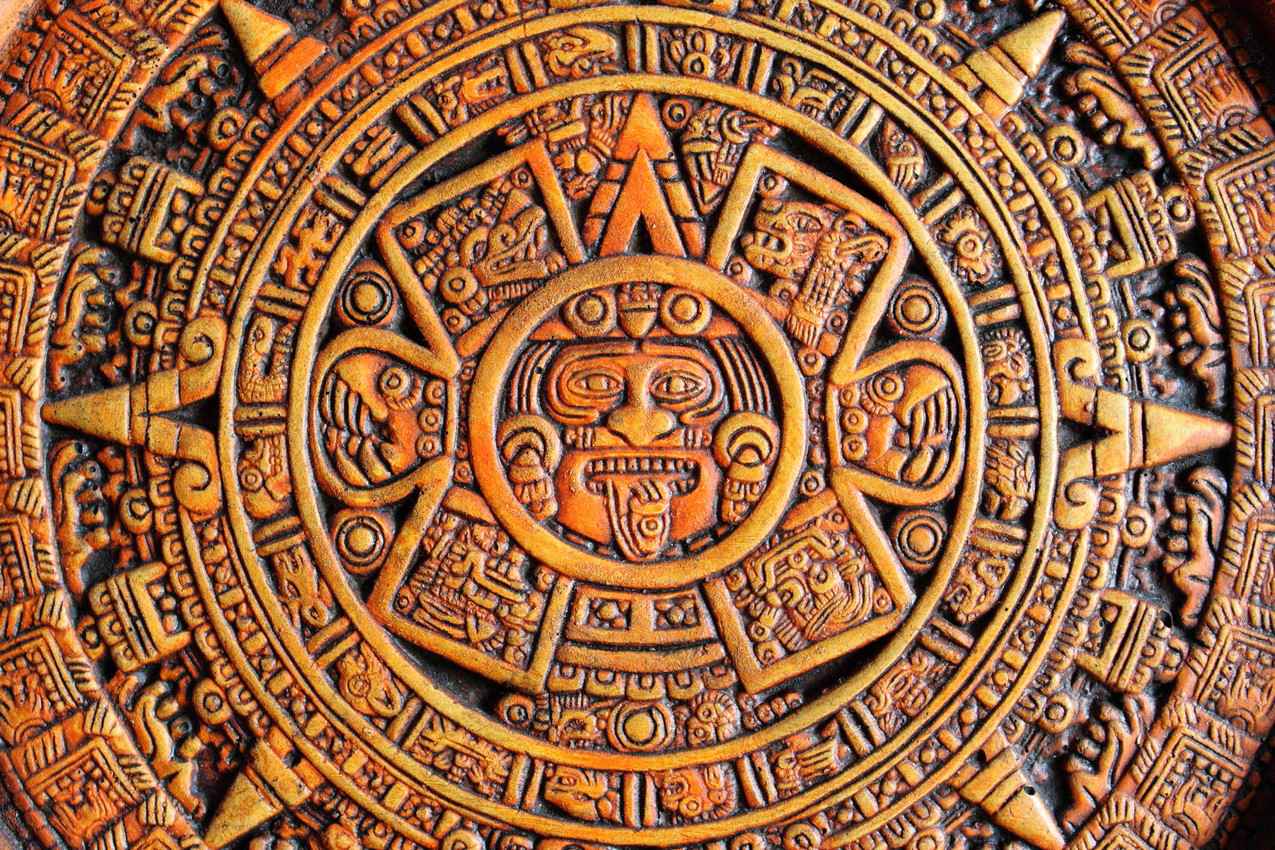 An ancient Mayan calendar made from wood.