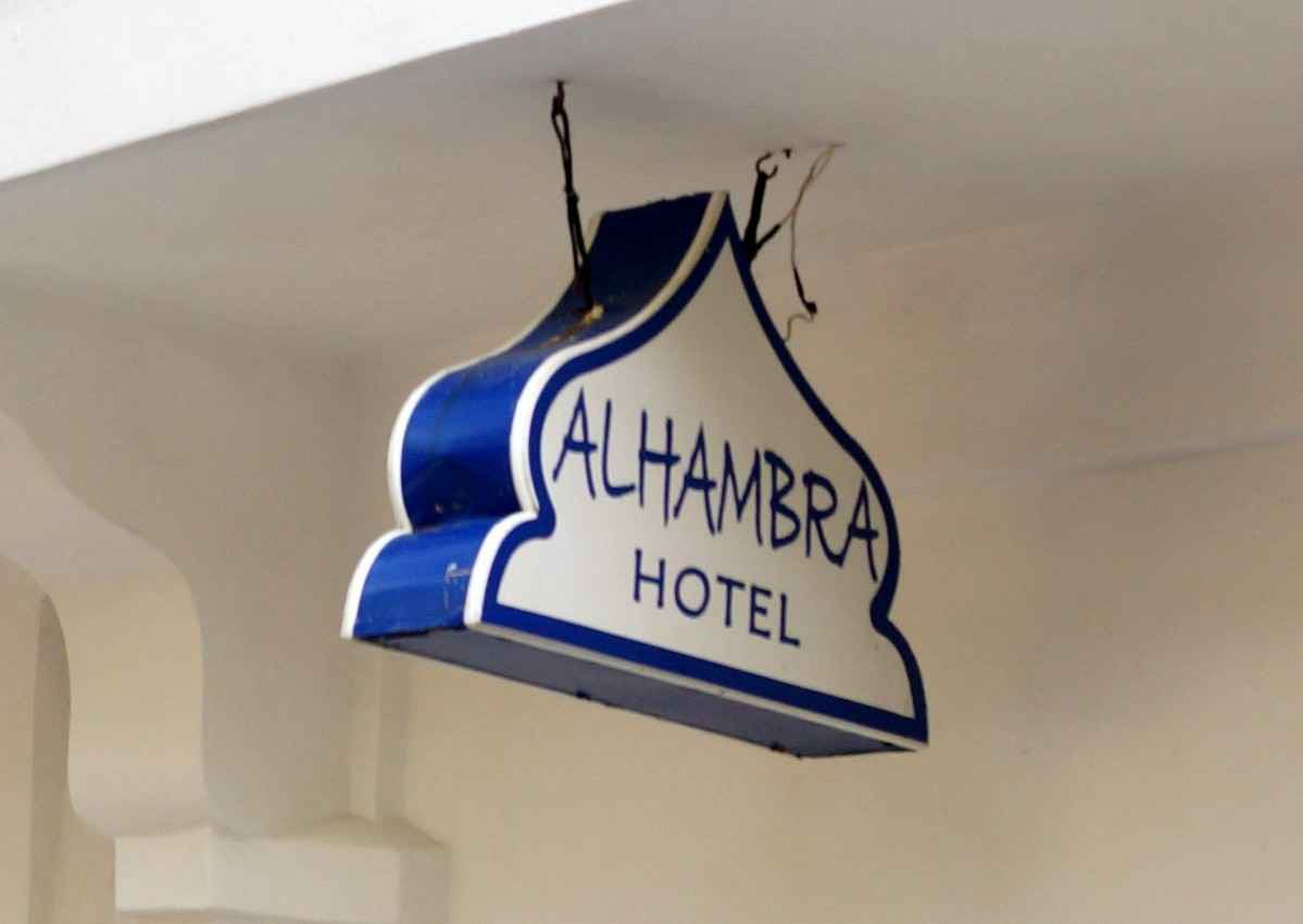 A sign for the Alhambra Hotel.