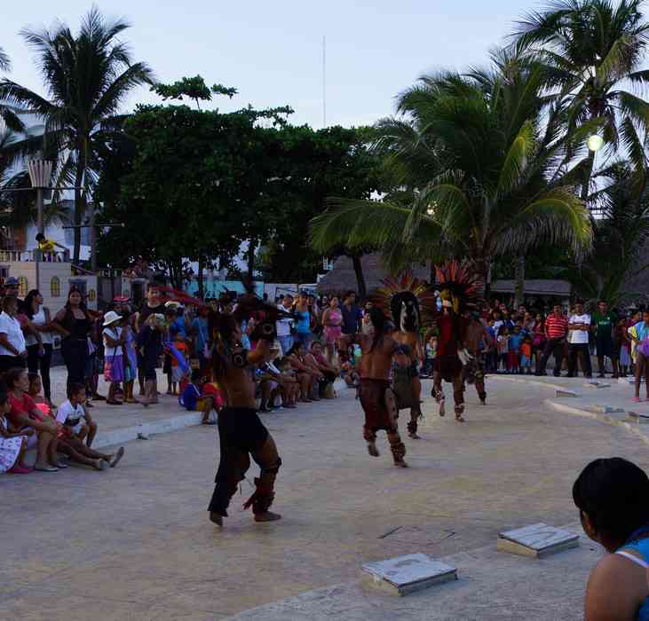 Mayan dancers near the Playa Del Carmen beach.