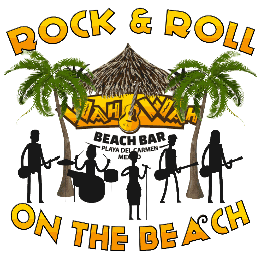 Rock Music ON THE BEACH at Wah Wah Beach Bar Playa Del Carmen
