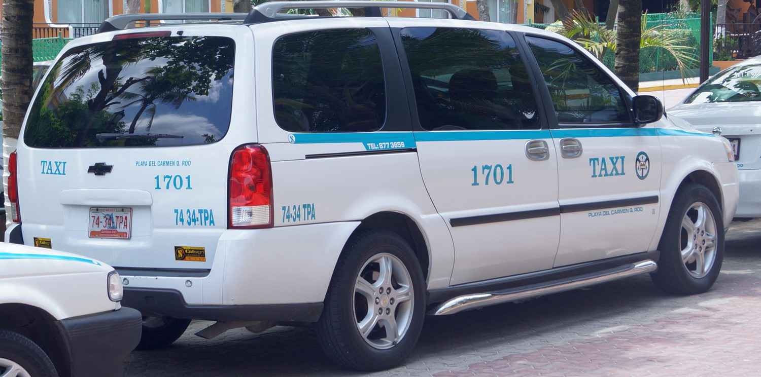 A taxi on the street in Playa Del Carmen.