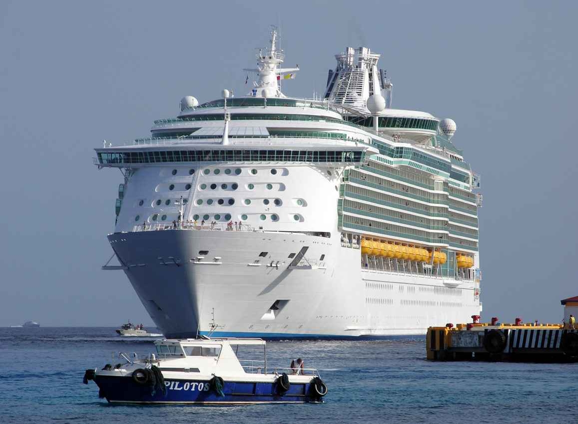 A cruise ship getting ready to dock.