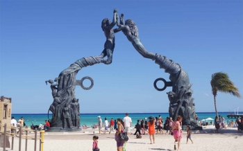 A popular landmark in Playa Del Carmen on the beach.
