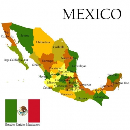 A very basic map of Mexico.