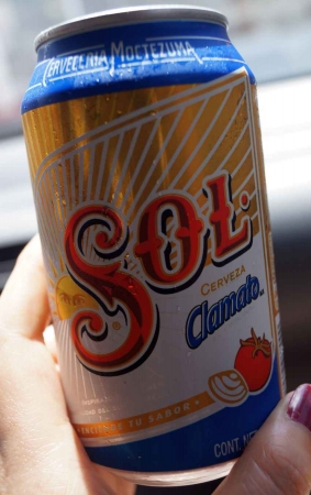 A Sol beer with Clamato.