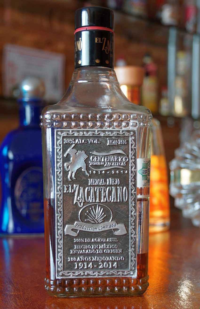 A bottle of El Zacetecano tequila.