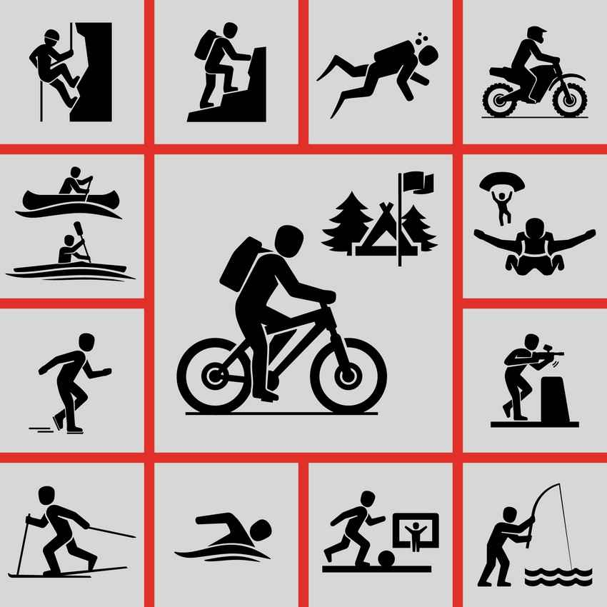 A graphic showing various physical activities.