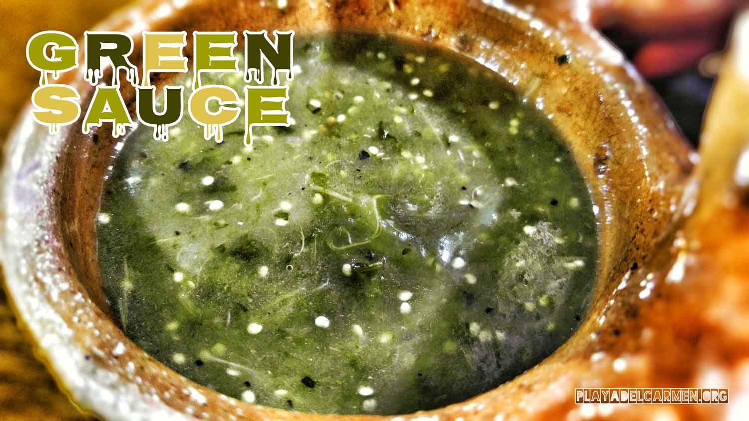 Authentic green sauce served at one of the many restaurants on 5th Avenue.