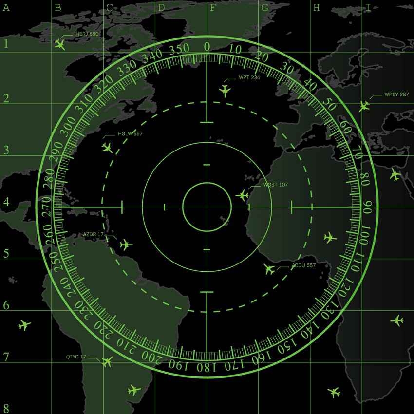 A graphic of the Playa Del Carmen airport radar.