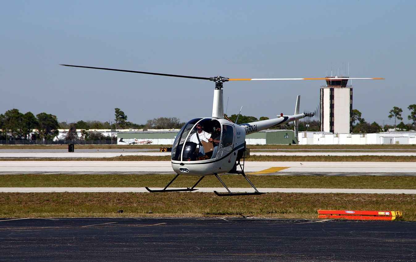 A helicopter at the Playa Del Carmen airport