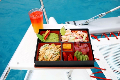 drinks-and-food-on-the-deck-of-a-playa-del-carmen-booze-cruise-boat