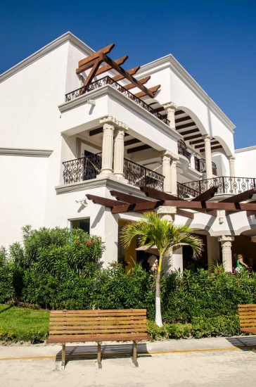 A group of condos with beautiful balconies near 5th Avenue in Playa Del Carmen.