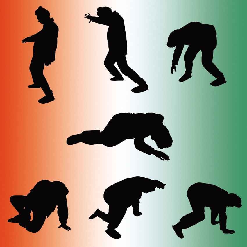 A graphic of a drunk Mexican man in many different poses.