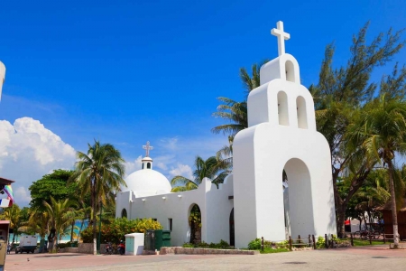 A popular wedding Chapel in downtown Playa Del Carmen.