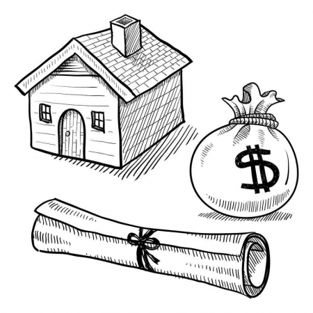 A graphic of a miniature house with the title and some money next to it.