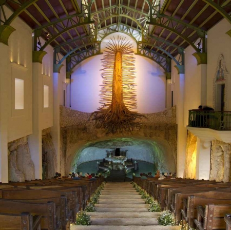 The church and wedding Chapel inside the Xcaret theme park.