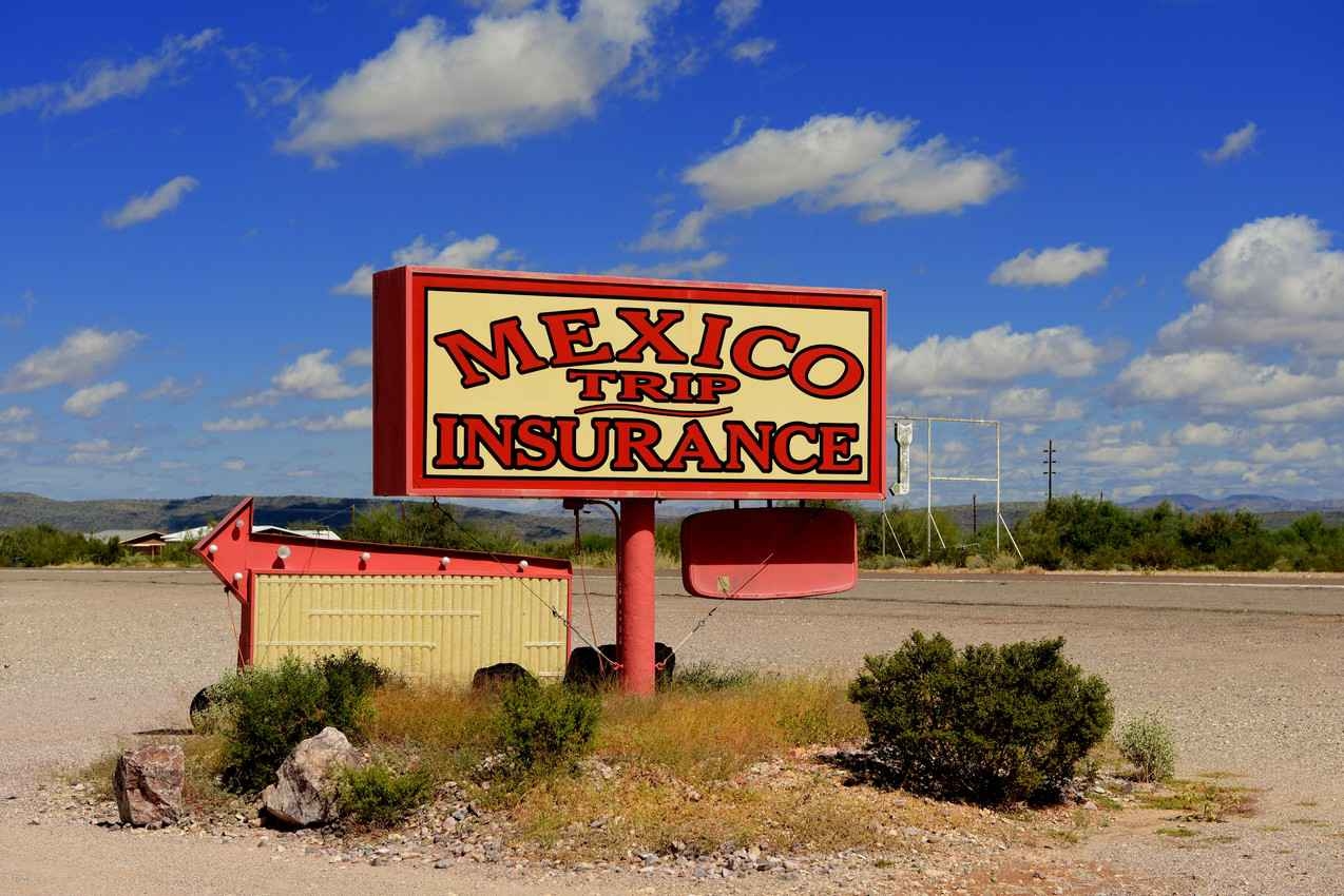A Mexican trip insurance sign.