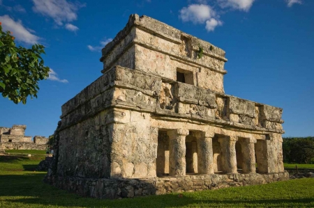 An ancient Mayan structure at the Tulum ruins.